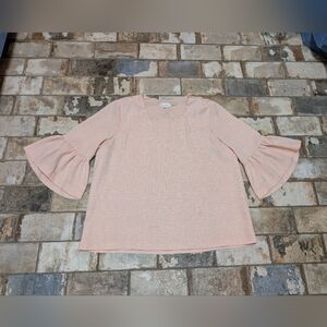 Calvin Klein Women's XL Pink 3/4 Bell Sleeve Blouse Top